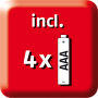 Hochwertige Markenbatterien inkl. 4xAAA Alkaline